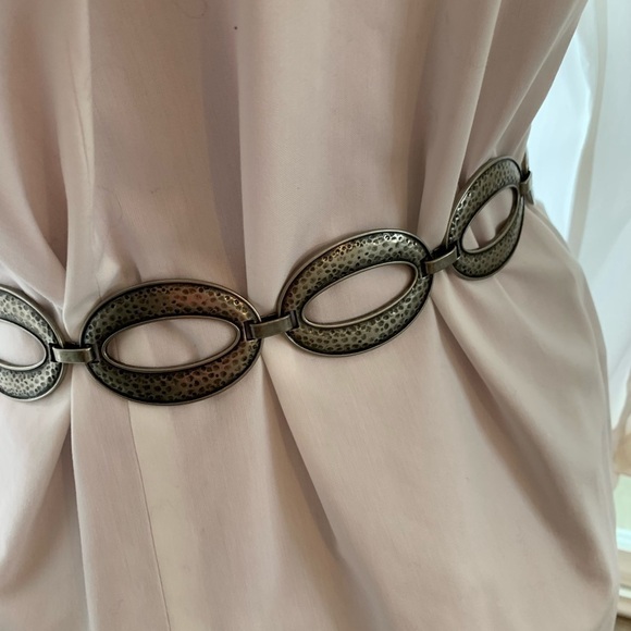 Fossil belt silver tone ovals on link chain with adjustable lengths. Vintage main image 4
